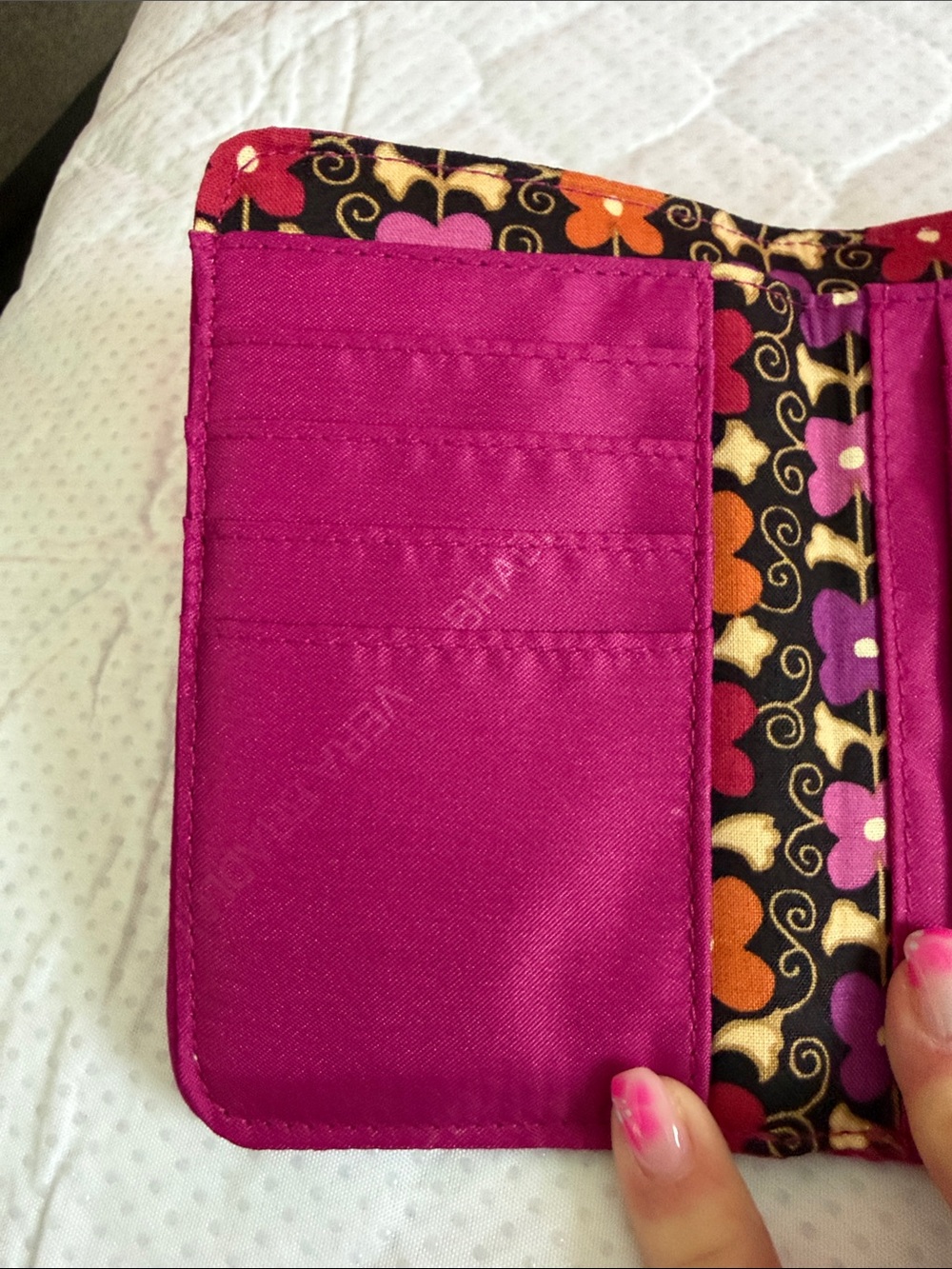 Vera Bradley Quilted Fuchsia Pink Fold Wallet - Picture 7 of 9